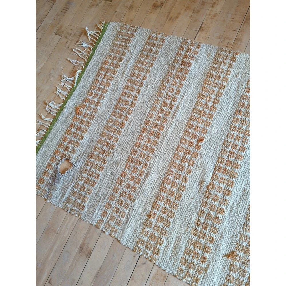 Antique Imported Swedish HandMade Rag Rug Runner (37 x 83 inches‎ )